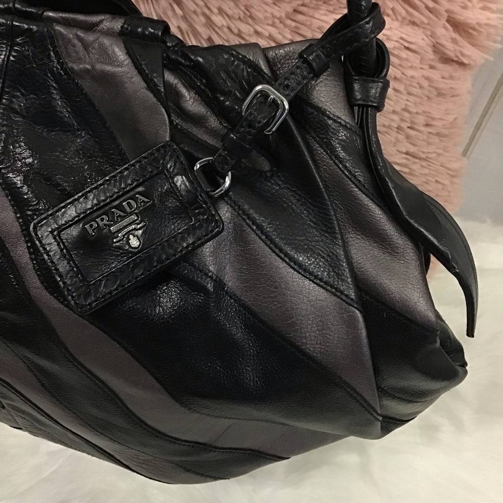 Prada Striped Leather Hobo - Picture 4 of 9